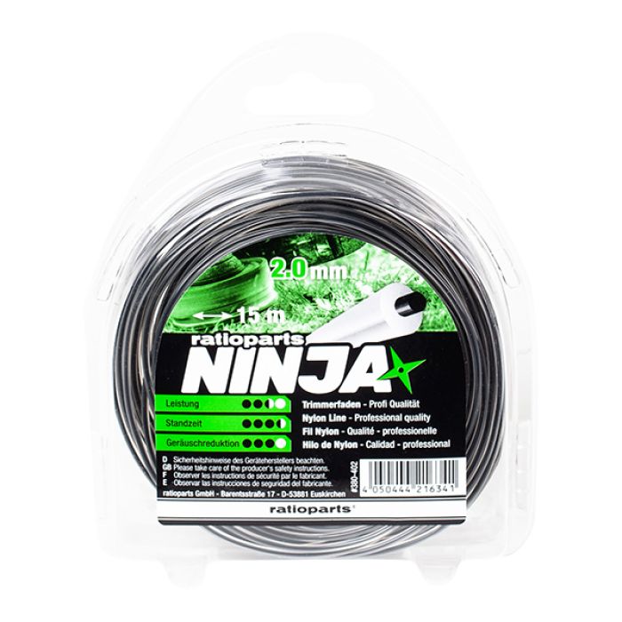 Ninja Nylonfaden 2,0 mm 15 m Trimmerfaden rund Mähfaden