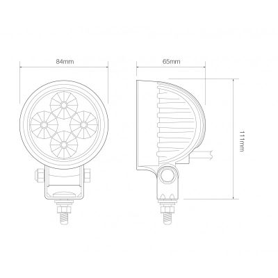 LED-Arbeitsscheinwerfer, 12V/24V, 12W, rund